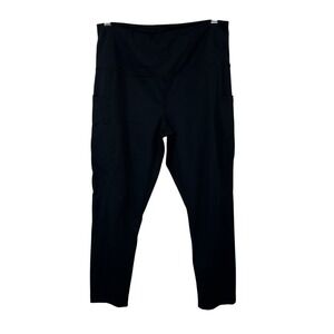 90 Degree Black Cropped Leggings Side Pockets‎ Stretch Women's Large